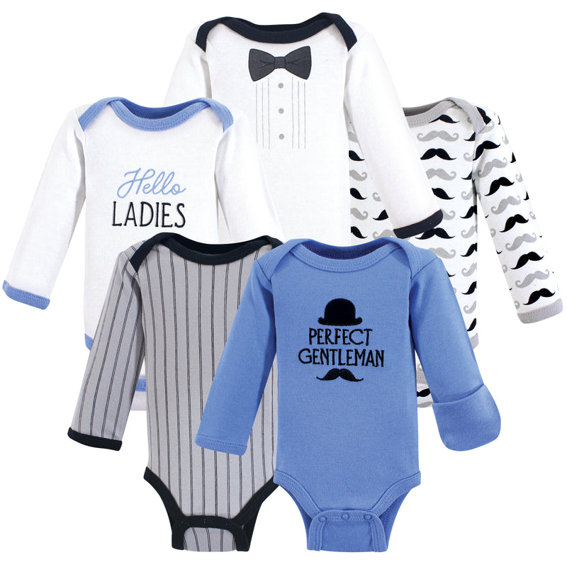 Hudson Baby Cotton Preemie Bodysuits, Perfect Gentleman Long-Sleeve
