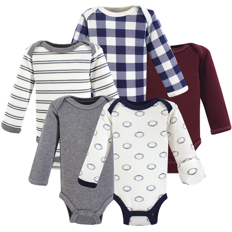 Hudson Baby Cotton Preemie Bodysuits, Basic Football Long-Sleeve