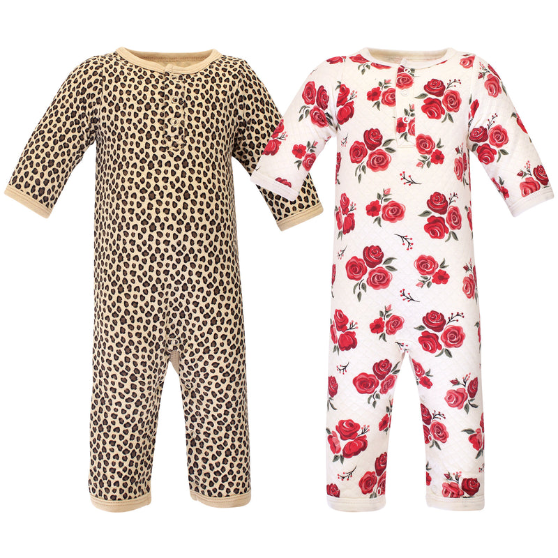 Hudson Baby Premium Quilted Coveralls, Rose Leopard