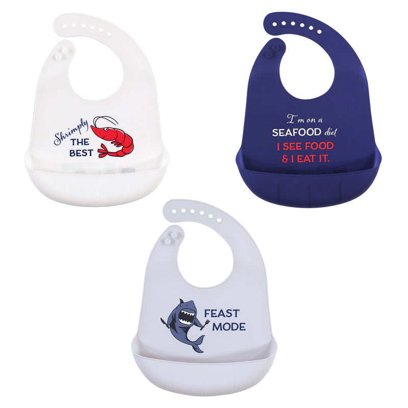 Hudson Baby Silicone Bibs, Seafood