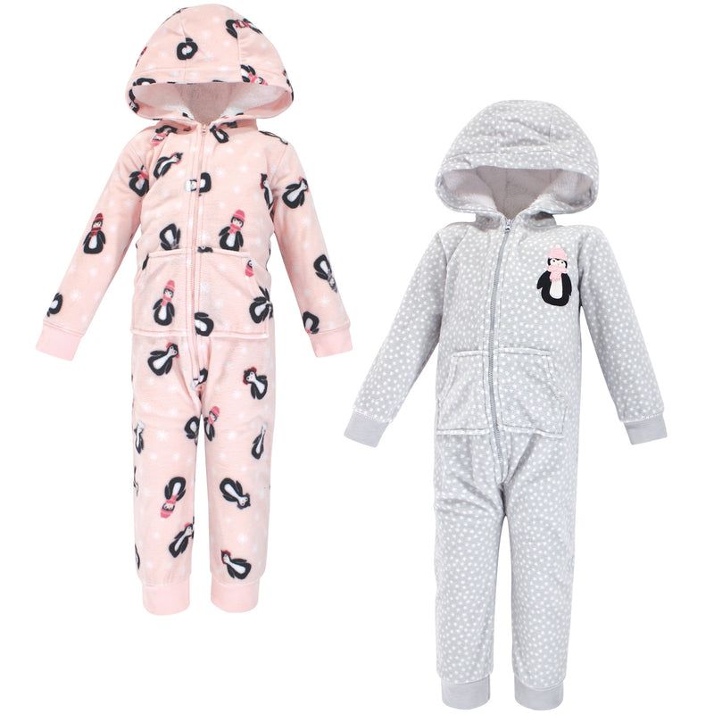 Hudson Baby Fleece Jumpsuits, Coveralls, and Playsuits, Pink Penguin Toddler