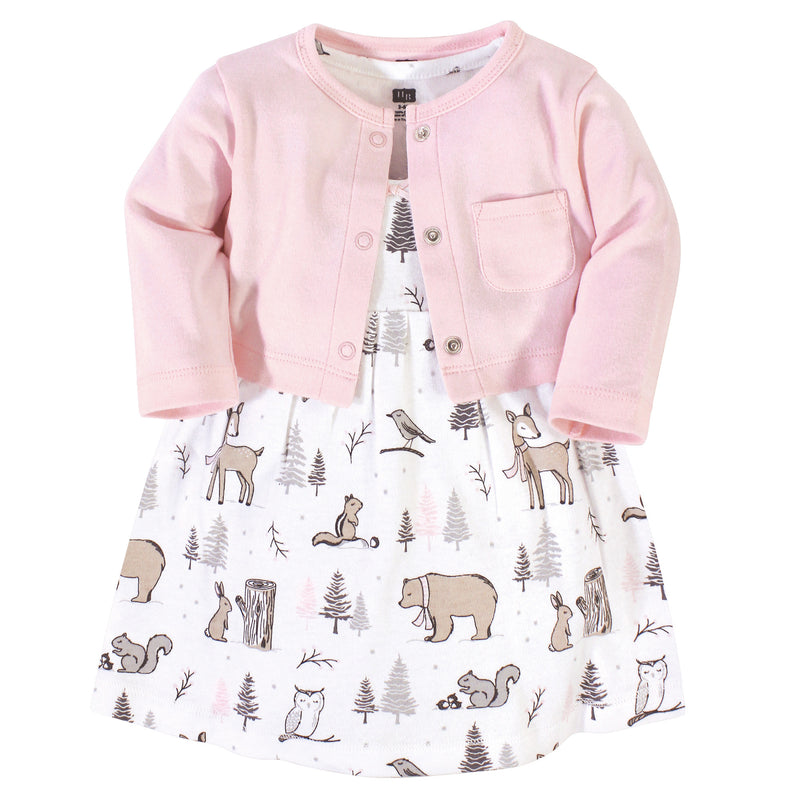 Hudson Baby Dress and Cardigan, Winter Forest