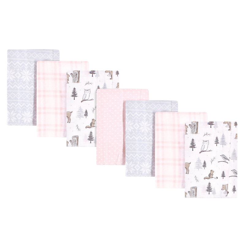 Hudson Baby Cotton Flannel Burp Cloths, Winter Forest