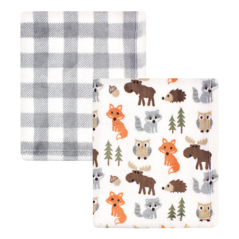 Hudson Baby Cozy Plush Luxury Blankets 2pk, Woodland