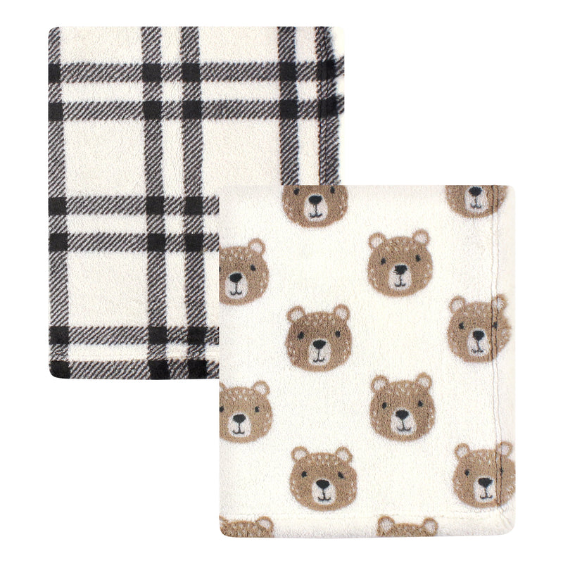 Hudson Baby Cozy Plush Luxury Blankets 2pk, Bear