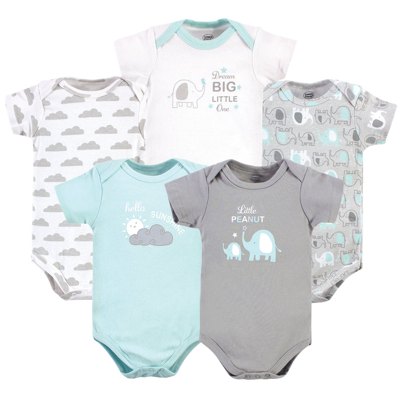 Luvable Friends Cotton Bodysuits, Boy Basic Elephant