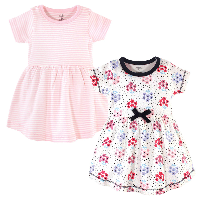 Touched by Nature Organic Cotton Short-Sleeve and Long-Sleeve Dresses, Baby Toddler Floral Dot Short Sleeve