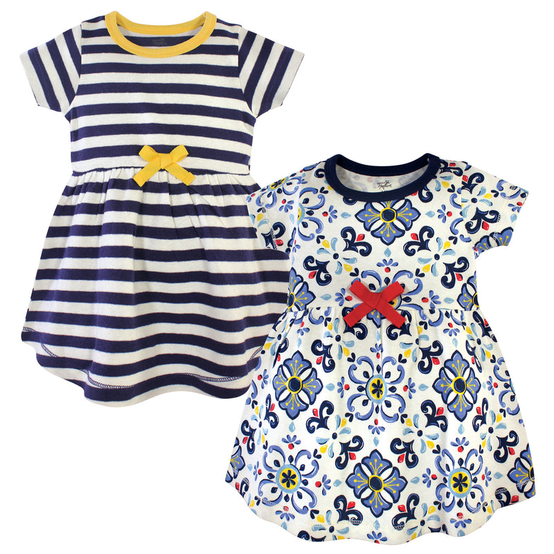 Touched by Nature Organic Cotton Short-Sleeve and Long-Sleeve Dresses, Baby Toddler Pottery Tile Short Sleeve