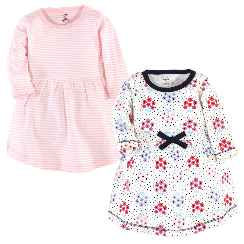 Touched by Nature Organic Cotton Short-Sleeve and Long-Sleeve Dresses, Baby Toddler Floral Dot Long Sleeve