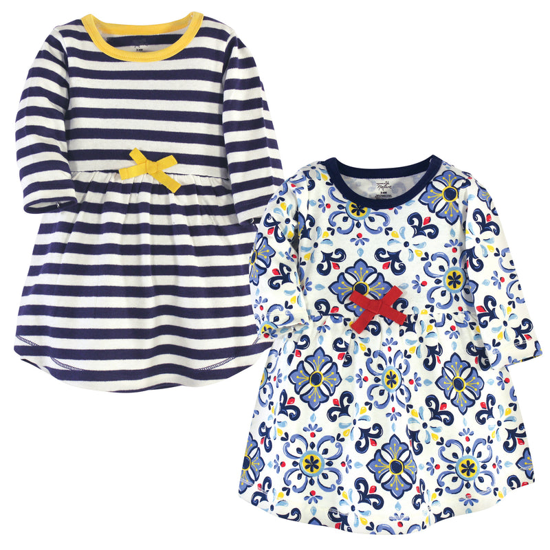 Touched by Nature Organic Cotton Short-Sleeve and Long-Sleeve Dresses, Baby Toddler Pottery Tile Long Sleeve