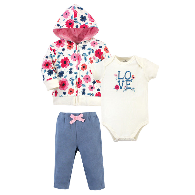 Touched by Nature Organic Cotton Hoodie, Bodysuit or Tee Top, and Pant, Garden Floral