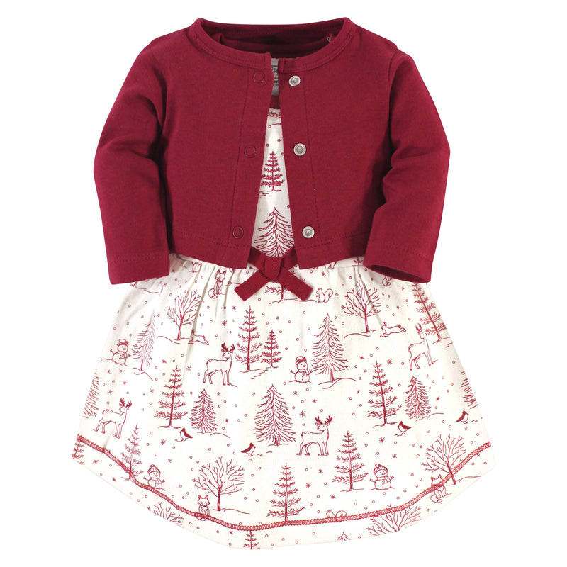 Touched by Nature Organic Cotton Dress and Cardigan, Winter Woodland