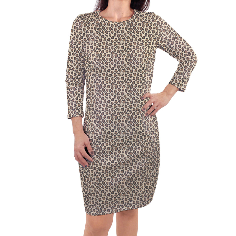 Touched by Nature Organic Cotton Short-Sleeve and Long-Sleeve Dresses, Women Leopard Long Sleeve