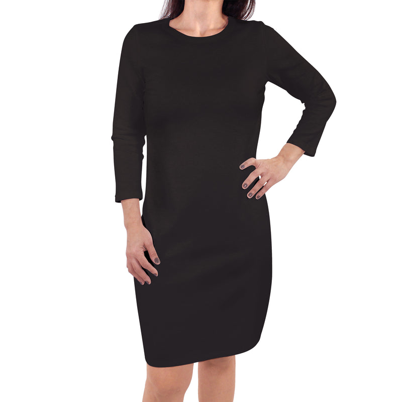 Touched by Nature Organic Cotton Short-Sleeve and Long-Sleeve Dresses, Women Black Long Sleeve