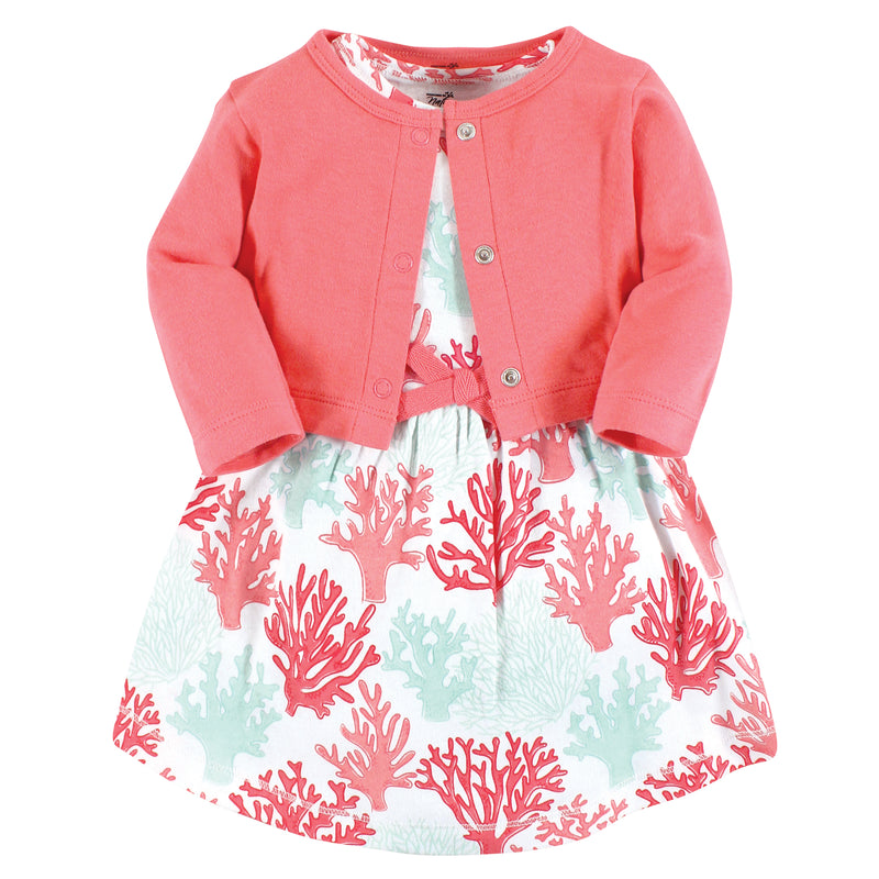 Touched by Nature Organic Cotton Dress and Cardigan, Coral Reef