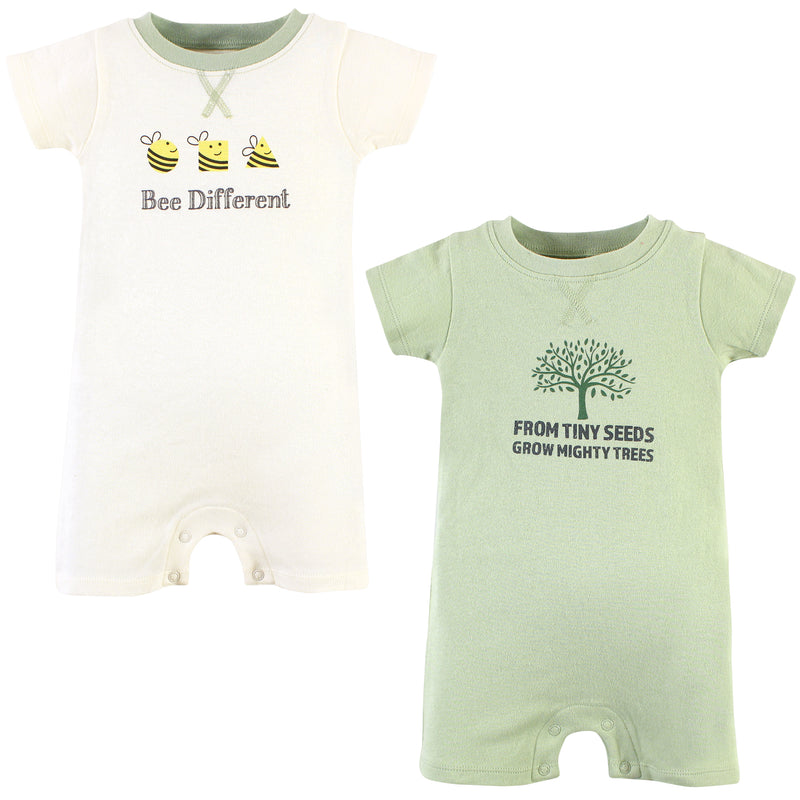 Touched by Nature Organic Cotton Rompers, Bee Different