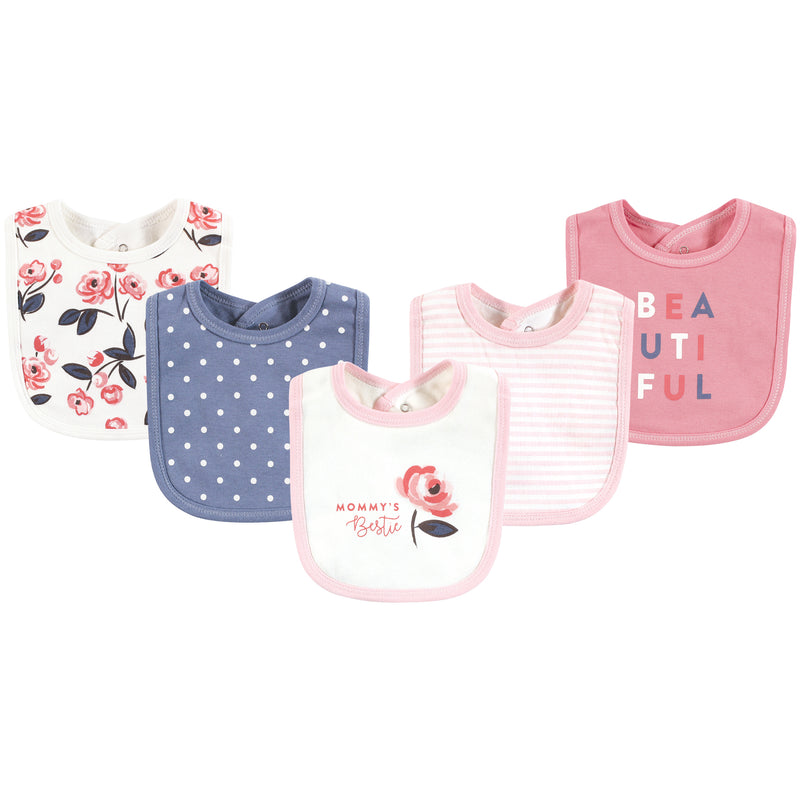 Touched by Nature Organic Cotton Bibs, Bubblegum Floral