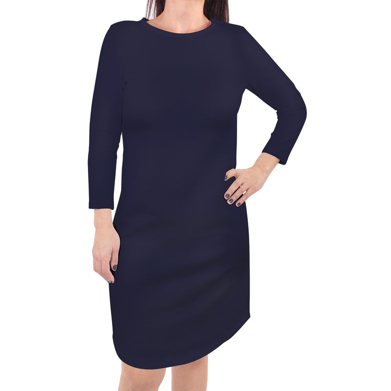 Touched by Nature Organic Cotton Short-Sleeve and Long-Sleeve Dresses, Women Navy Long Sleeve