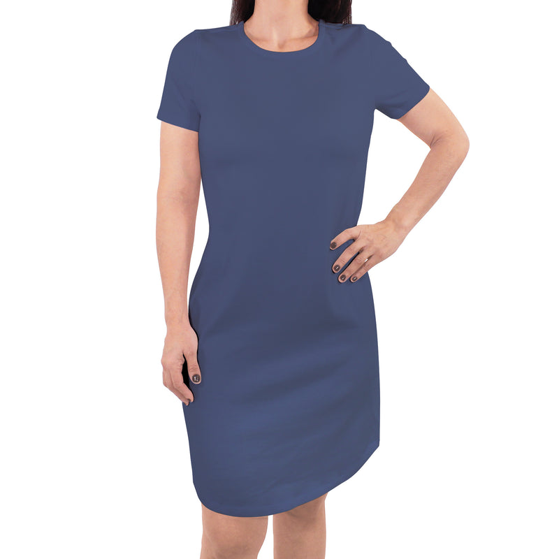 Touched by Nature Organic Cotton Short-Sleeve and Long-Sleeve Dresses, Women Bijou Blue Short Sleeve