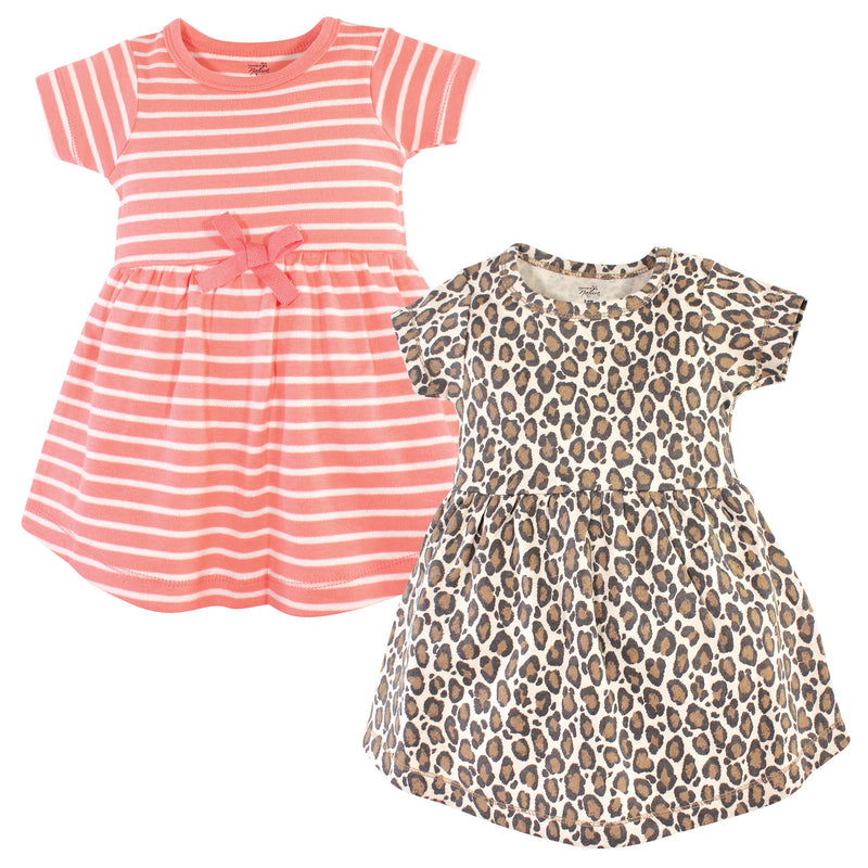 Touched by Nature Organic Cotton Short-Sleeve and Long-Sleeve Dresses, Youth Leopard Short-Sleeve