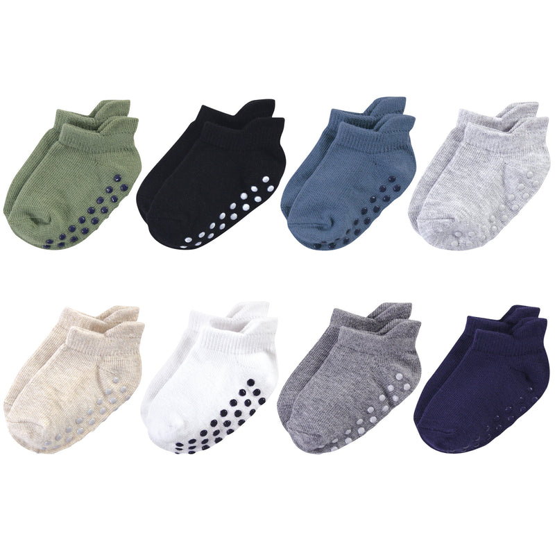 Touched by Nature Organic Cotton Socks with Non-Skid Gripper for Fall Resistance, Solid Blue Black