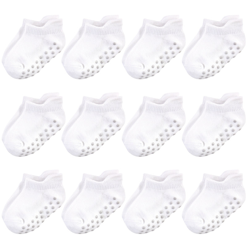 Touched by Nature Organic Cotton Socks with Non-Skid Gripper for Fall Resistance, White No-Show