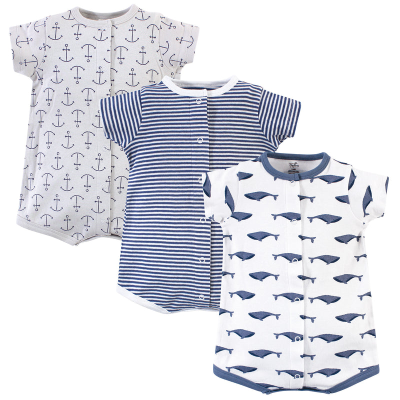 Touched by Nature Organic Cotton Rompers, Blue Whale