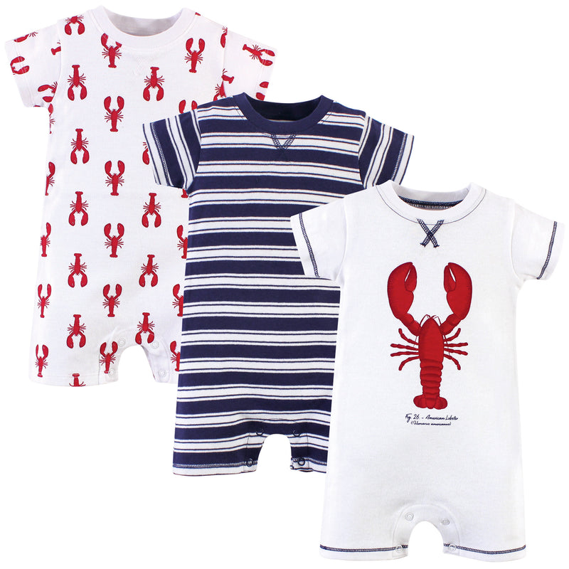 Touched by Nature Organic Cotton Rompers, Lobster