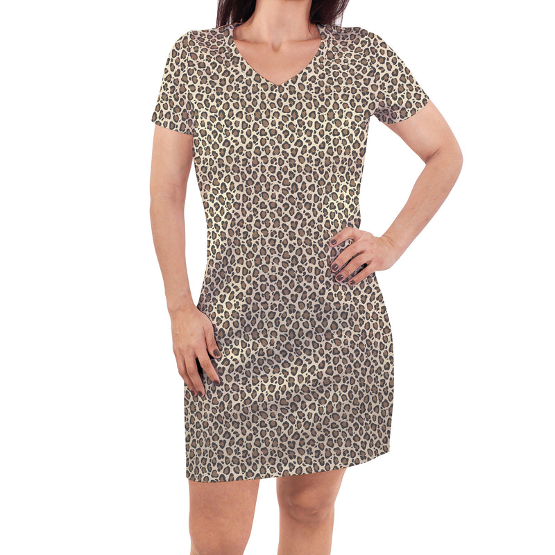 Touched by Nature Organic Cotton Short-Sleeve and Long-Sleeve Dresses, Women Leopard Short Sleeve