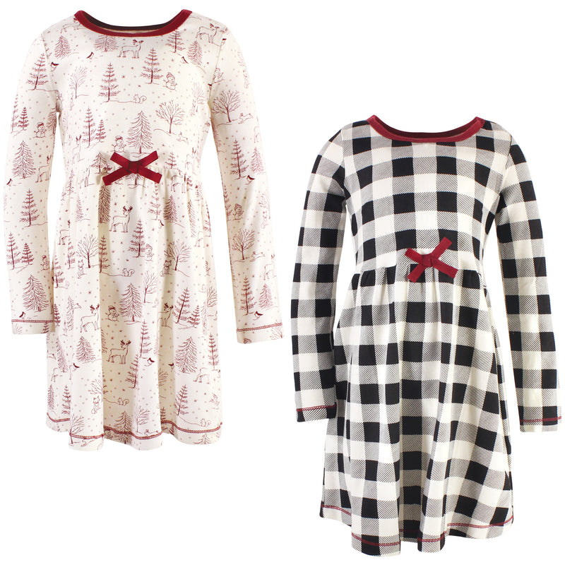 Touched by Nature Organic Cotton Short-Sleeve and Long-Sleeve Dresses, Youth Winter Woodland Long Sleeve