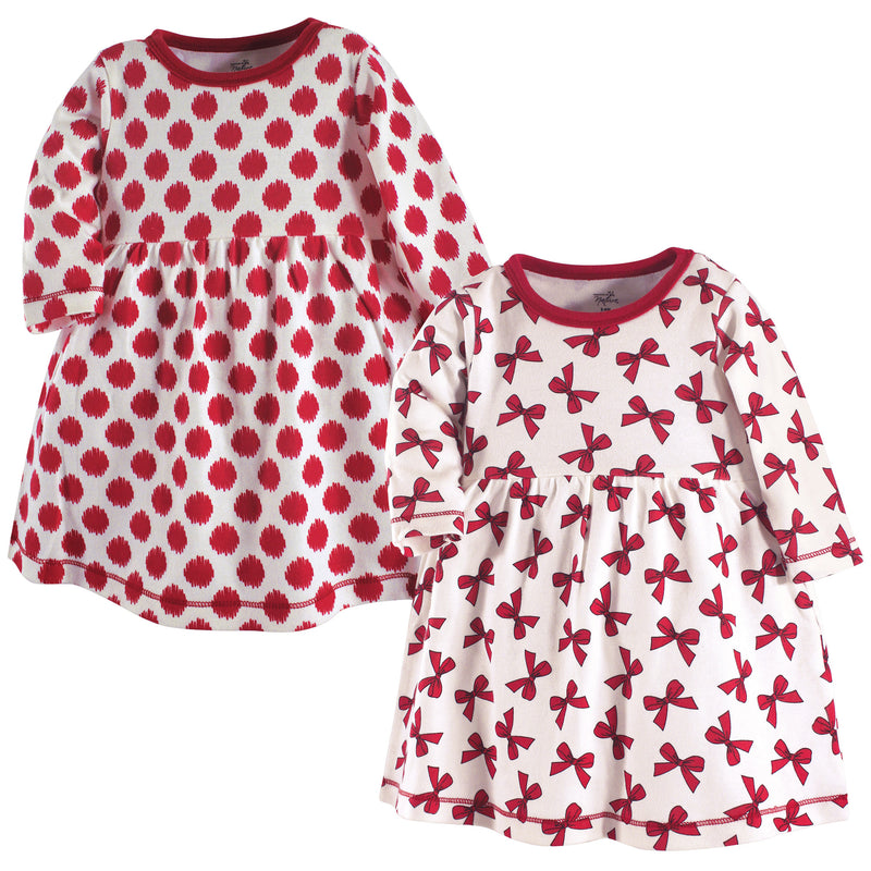 Touched by Nature Organic Cotton Short-Sleeve and Long-Sleeve Dresses, Baby Toddler Bows Long Sleeve