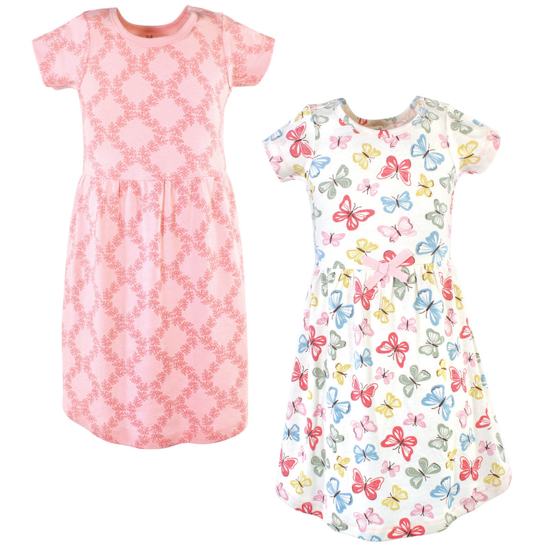 Touched by Nature Organic Cotton Short-Sleeve and Long-Sleeve Dresses, Youth Butterflies Short Sleeve