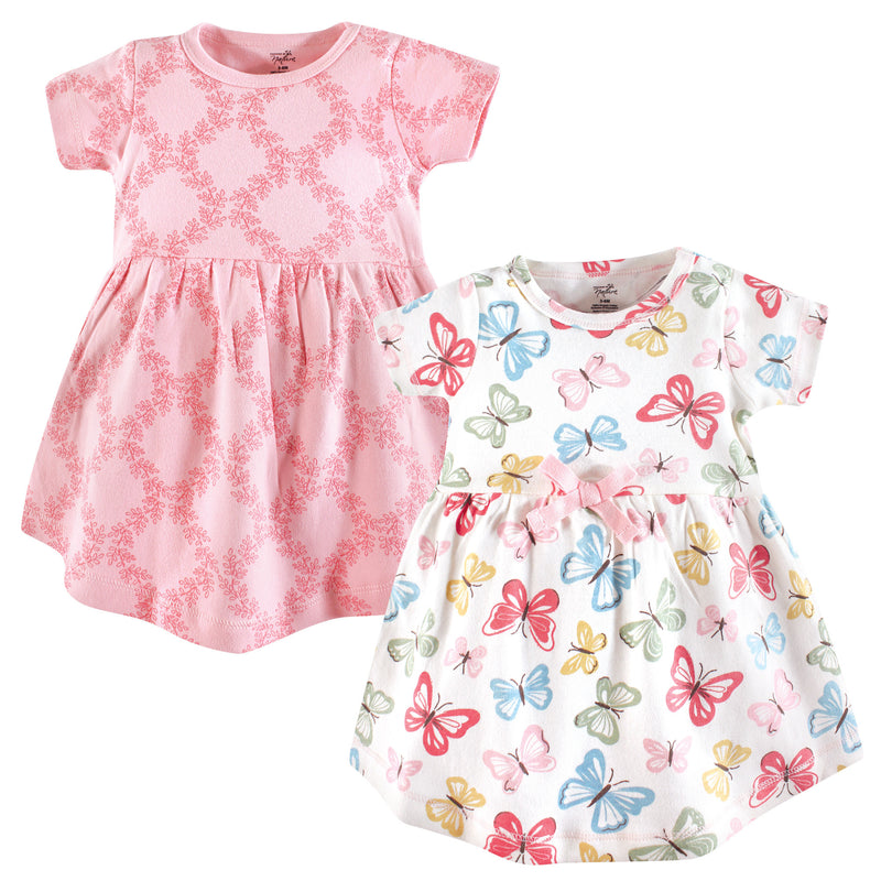 Touched by Nature Organic Cotton Short-Sleeve and Long-Sleeve Dresses, Baby Toddler Butterflies Short Sleeve