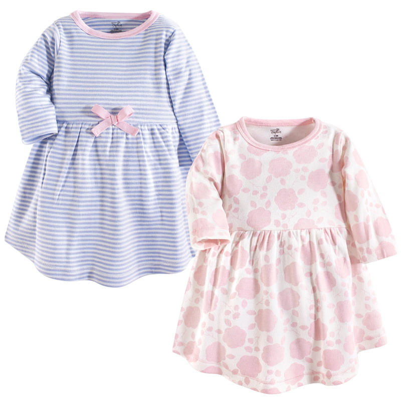 Touched by Nature Organic Cotton Short-Sleeve and Long-Sleeve Dresses, Baby Toddler Floral Shadow Long Sleeve