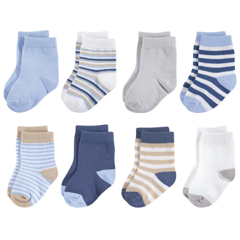 Touched by Nature Organic Cotton Socks, Tan Lt. Blue