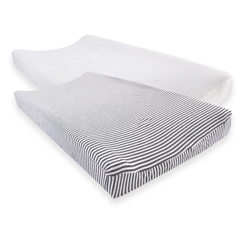 Touched by Nature Organic Cotton Changing Pad Cover, White Heather Charcoal