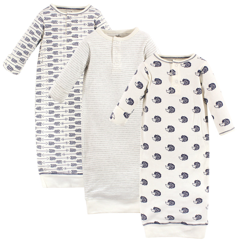 Touched by Nature Organic Cotton Henley Gowns, Hedgehog