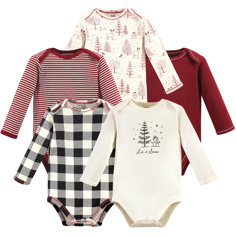 Touched by Nature Organic Cotton Long-Sleeve Bodysuits, Winter Woodland