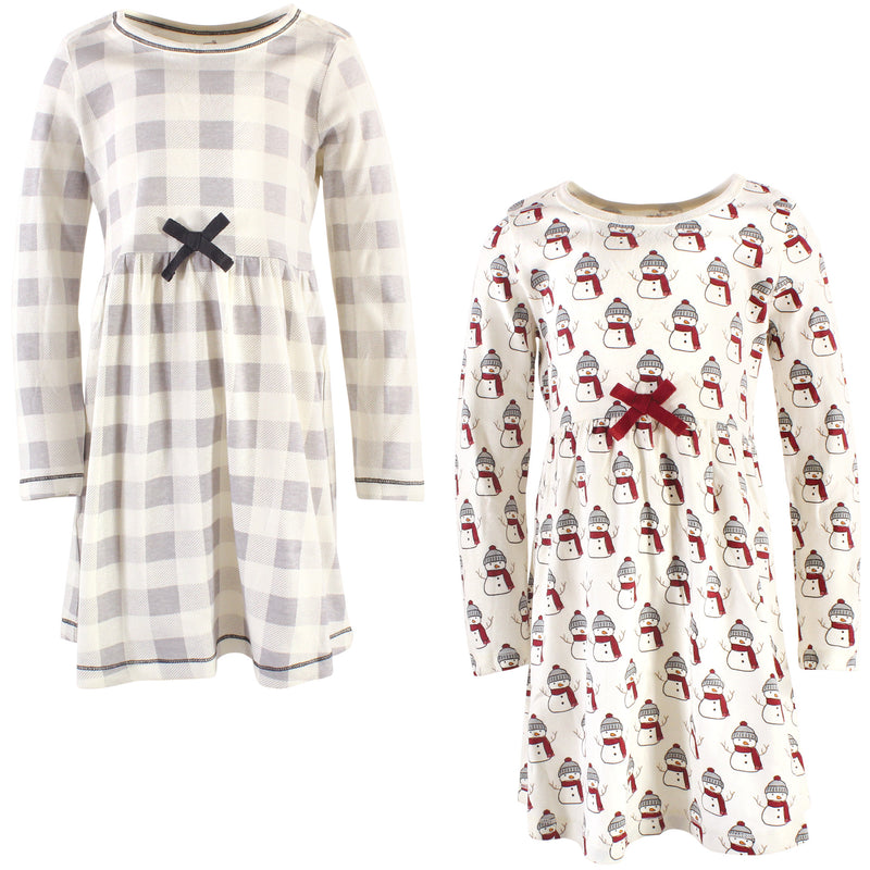 Touched by Nature Organic Cotton Short-Sleeve and Long-Sleeve Dresses, Youth Snowman Long Sleeve