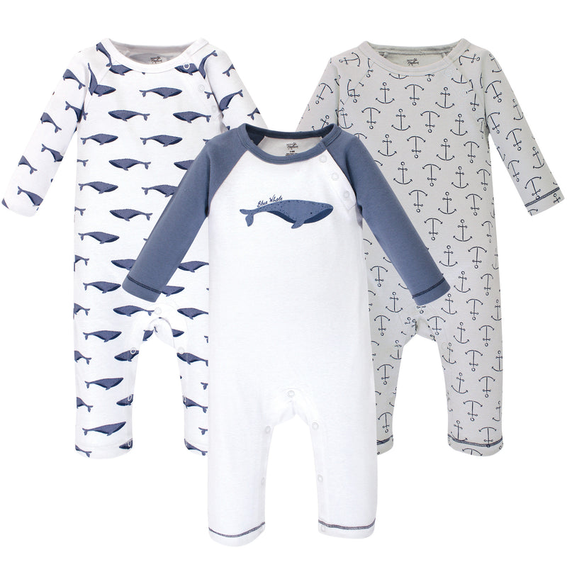 Touched by Nature Organic Cotton Coveralls, Blue Whale