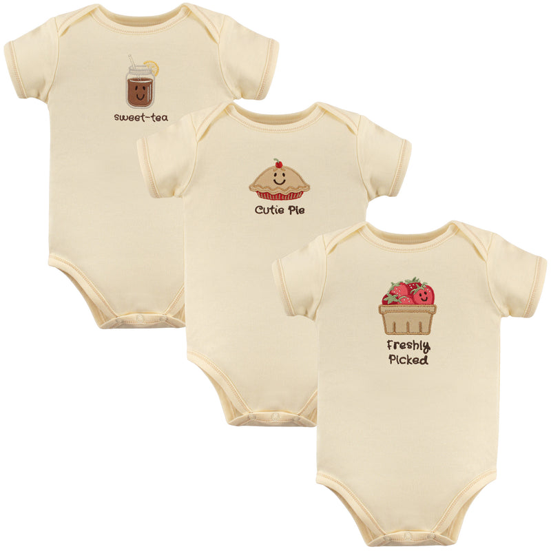 Touched by Nature Organic Cotton Bodysuits, Strawberries 3-Pack