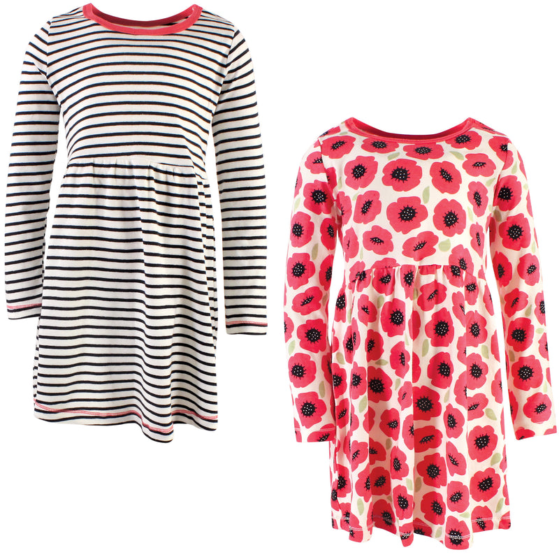Touched by Nature Organic Cotton Short-Sleeve and Long-Sleeve Dresses, Youth Poppy Long Sleeve