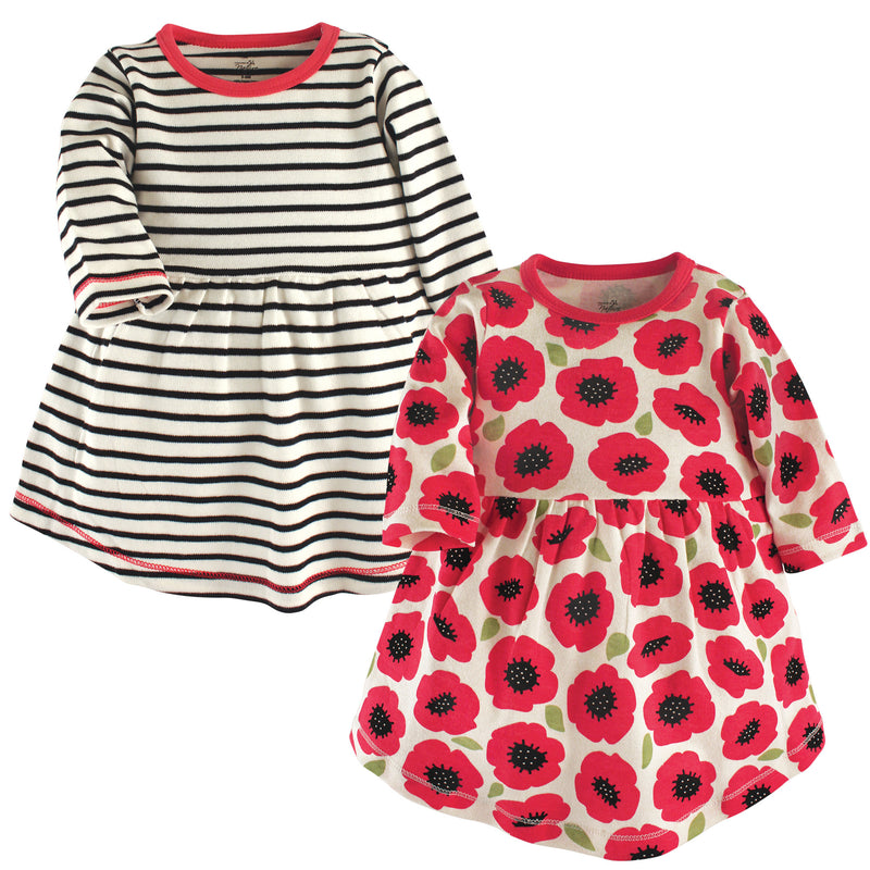 Touched by Nature Organic Cotton Short-Sleeve and Long-Sleeve Dresses, Baby Toddler Poppy Long Sleeve