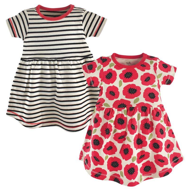 Touched by Nature Organic Cotton Short-Sleeve and Long-Sleeve Dresses, Baby Toddler Poppy Short Sleeve