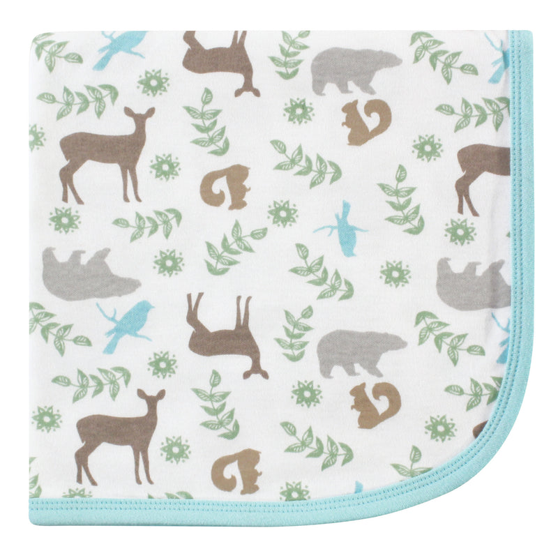 Touched by Nature Organic Cotton Swaddle, Receiving and Multi-purpose Blanket, Forest