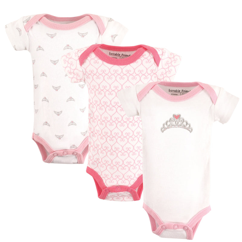 Luvable Friends Cotton Preemie Bodysuits, Tiara