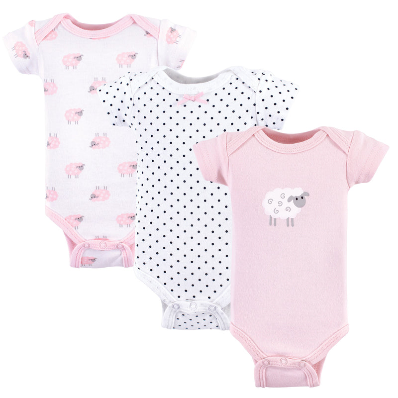 Luvable Friends Cotton Preemie Bodysuits, Pink Sheep