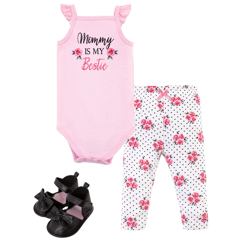 Little Treasure Cotton Bodysuit, Pant and Shoe Set, Bestie