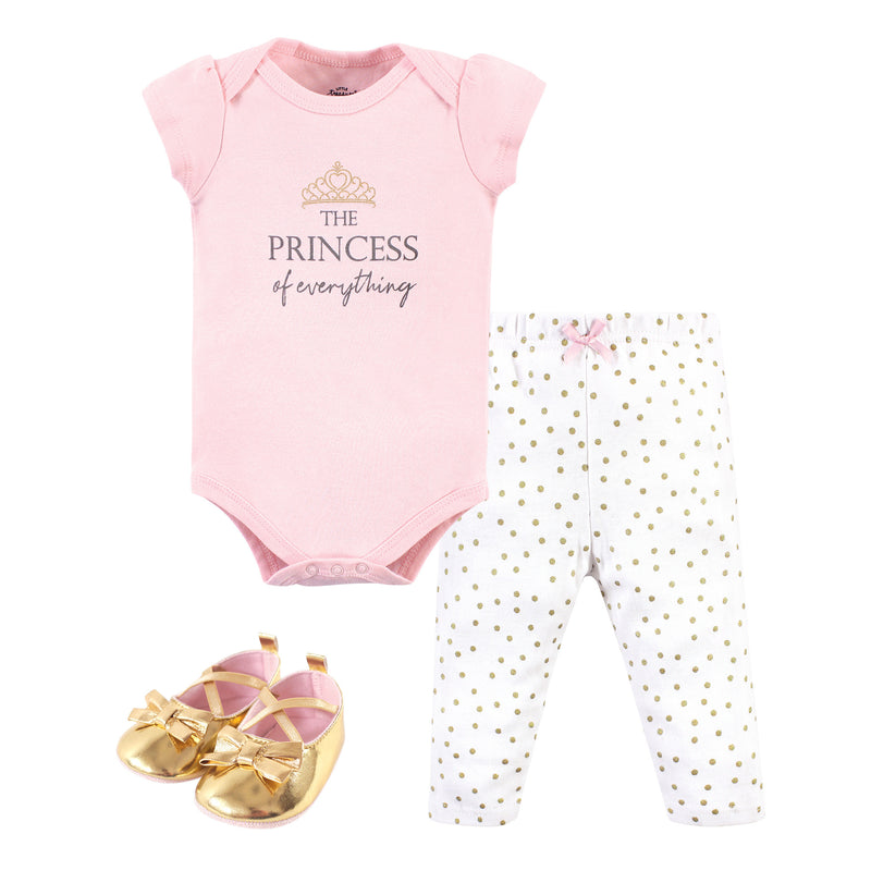 Little Treasure Cotton Bodysuit, Pant and Shoe Set, Princess Of Everything