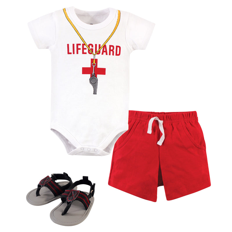 Little Treasure Cotton Bodysuit, Pant and Shoe Set, Lifeguard
